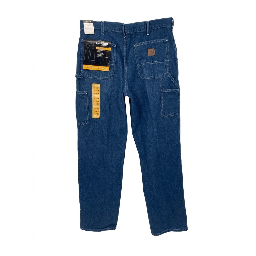 Carhartt B13 DST Washed Denim Work Dungaree Jeans 36x34 Blue Dark Stone NWT